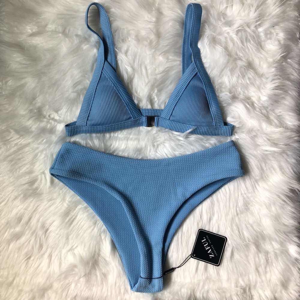 Zaful NWT new bikini blue small medium set two piece summer vacation swim suit